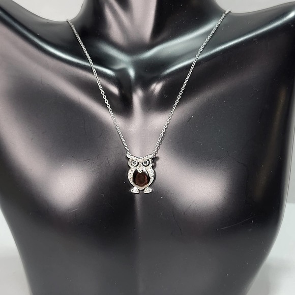 925 Sterling Silver Enamel Owl Charm Delicate 18 inch Silver Chain Necklace - Picture 4 of 10